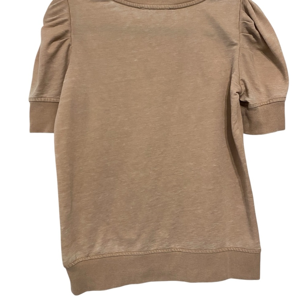 Jane and Delancey Short Puff‎ Sleeve Tan Top - Picture 2 of 5
